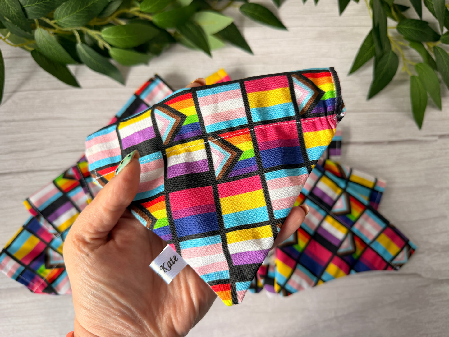 Cotton Pet Bandana with collar attachment - Pride Flags
