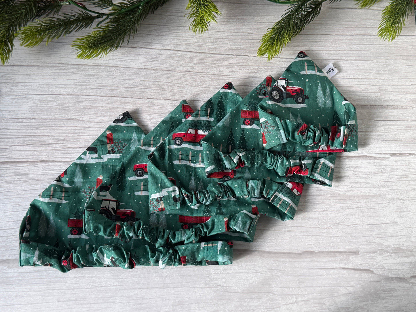 Cotton Pet Scrunchie Bandana - Christmas Farm