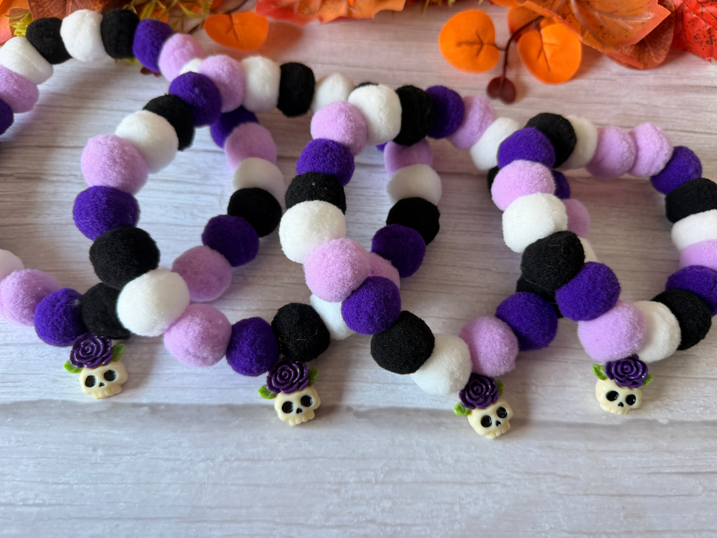 PomPom Pet Collar - Skull Rose