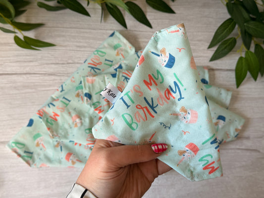 Cotton Pet Bandana with collar attachment - It’s my Barkday