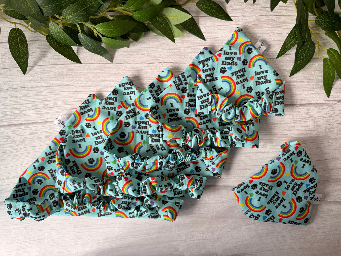 Cotton Pet Scrunchie Bandana - I love my dads
