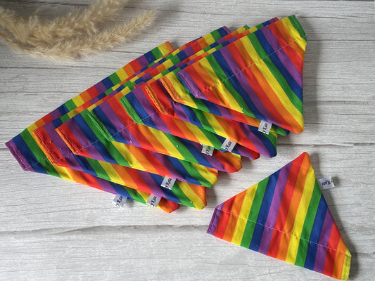 Cotton Pet Bandana with collar attachment - Rainbow Stripes