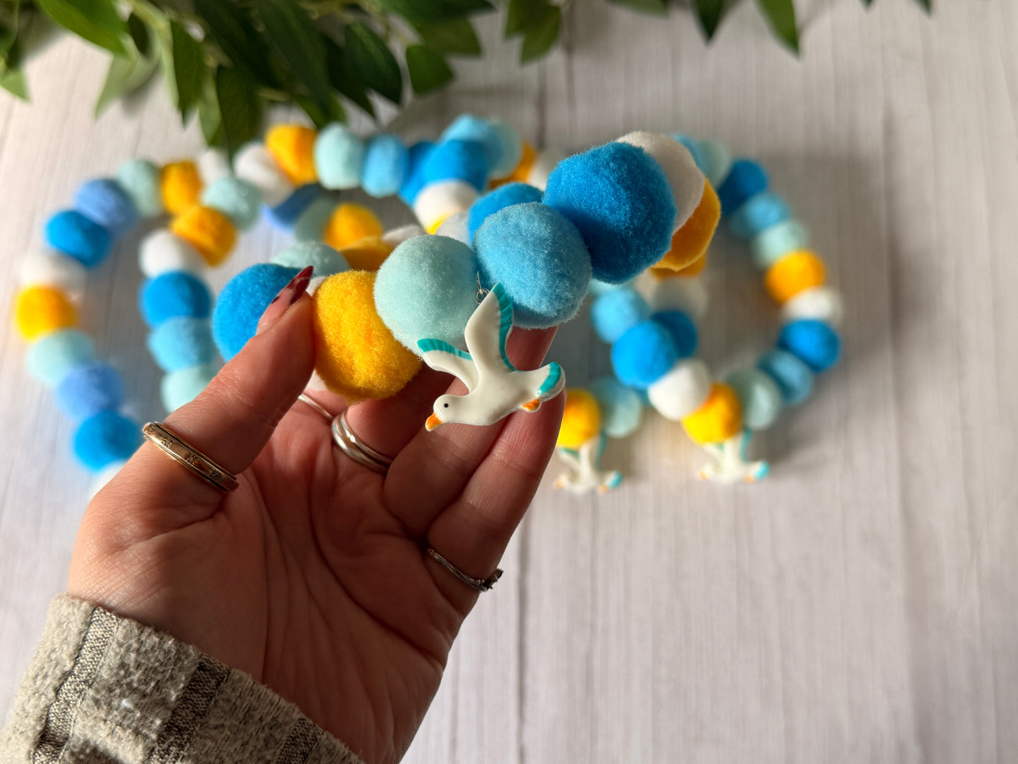 PomPom Pet Collar - Seagull adventure