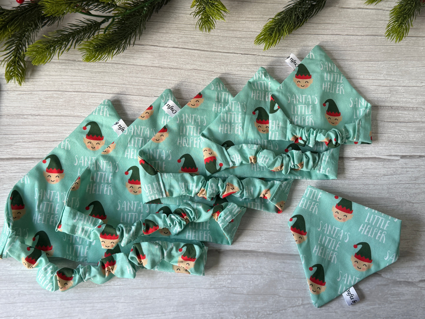 Cotton Pet Scrunchie Bandana - Santa’s little helper
