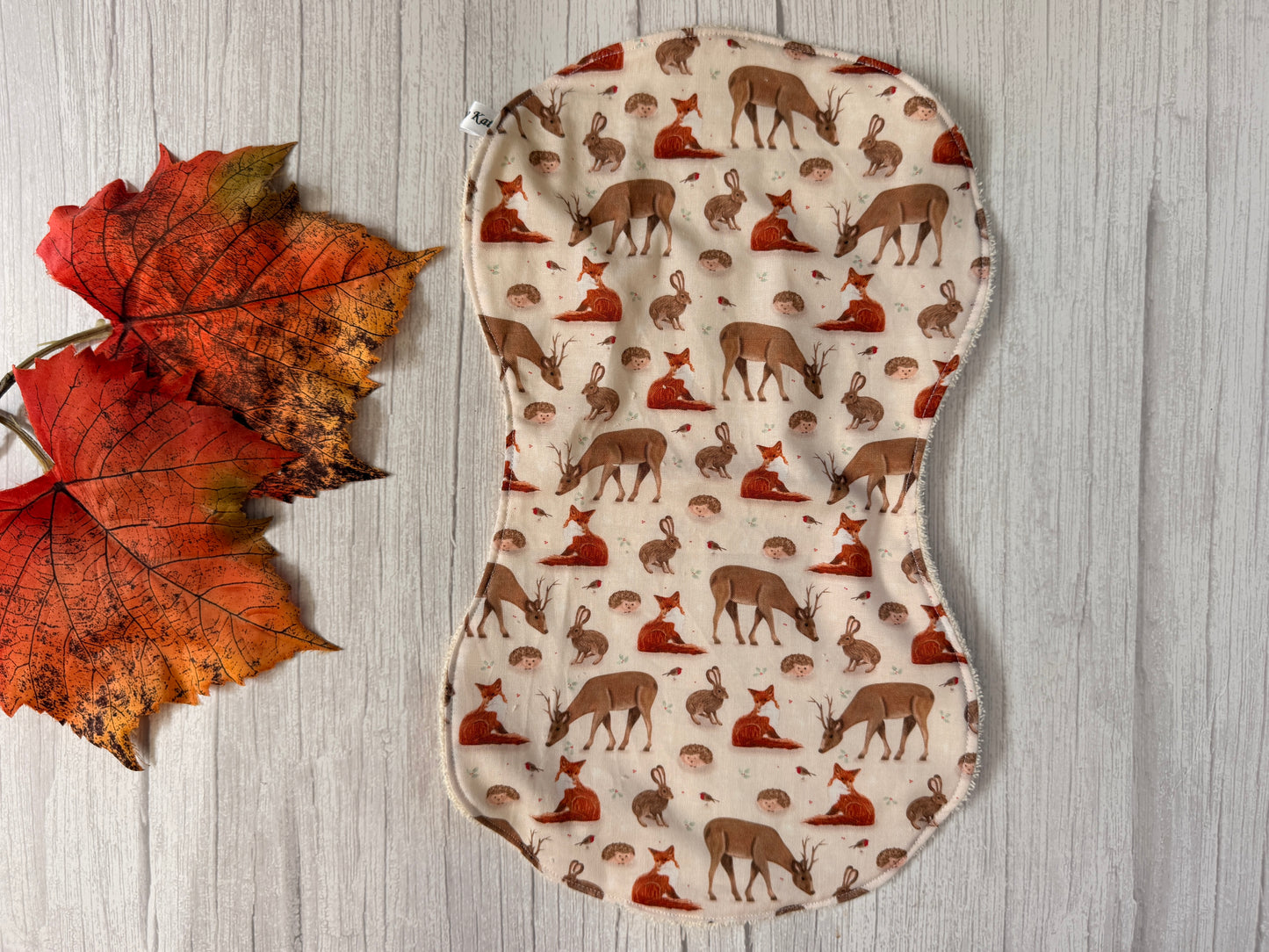 Cotton & Terry Towelling Baby Burping Cloth - Woodland Adventure