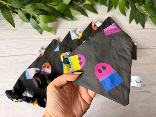 Cotton Pet Scrunchie Bandana - Rainbow Pride Flag (large) Ghosts