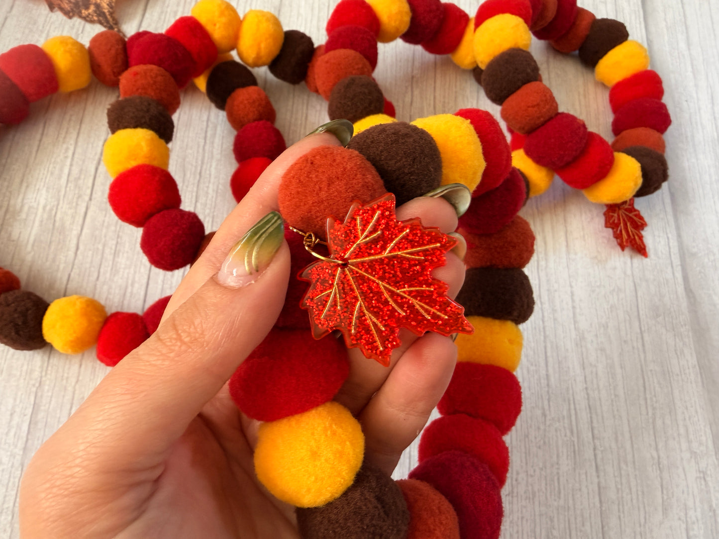 PomPom Pet Collar - Autumn Leaves