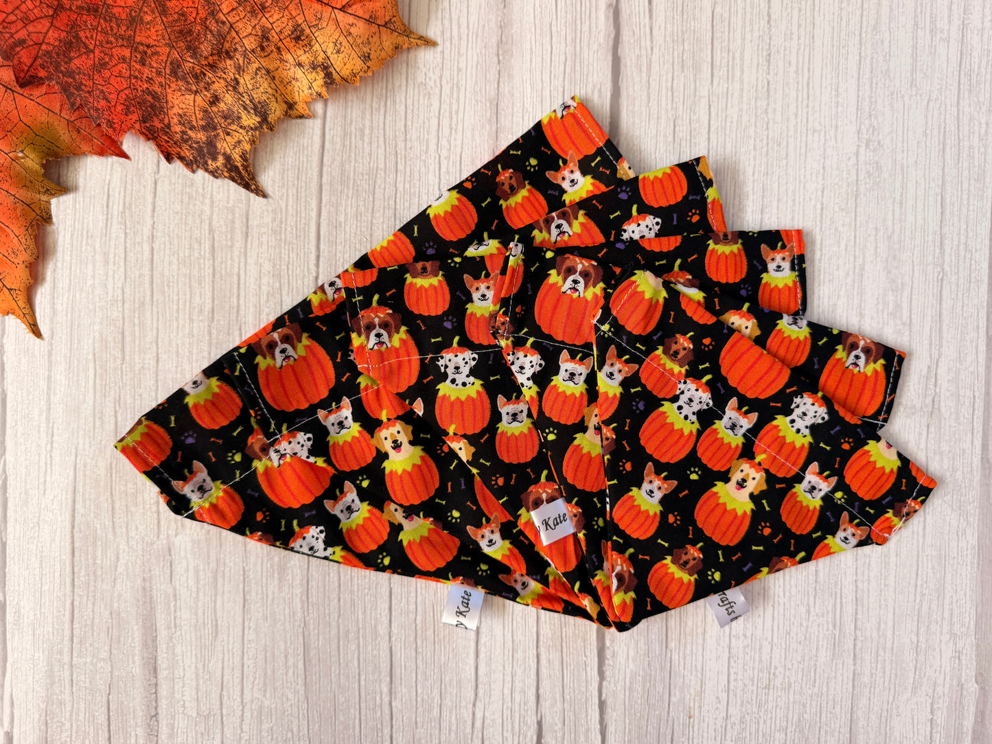Cotton Pet Bandana with collar attachment - Pumpkin Dogs
