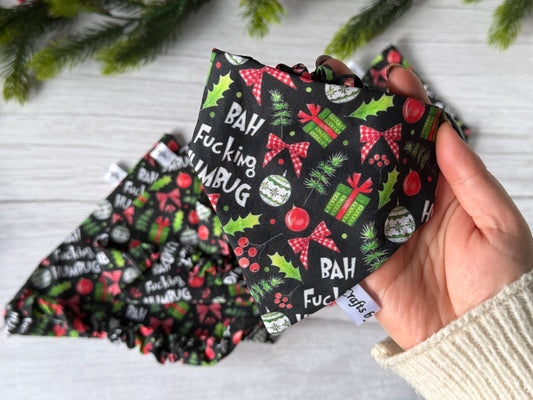 Cotton Pet Scrunchie Bandana - Bah F***ing Humbug