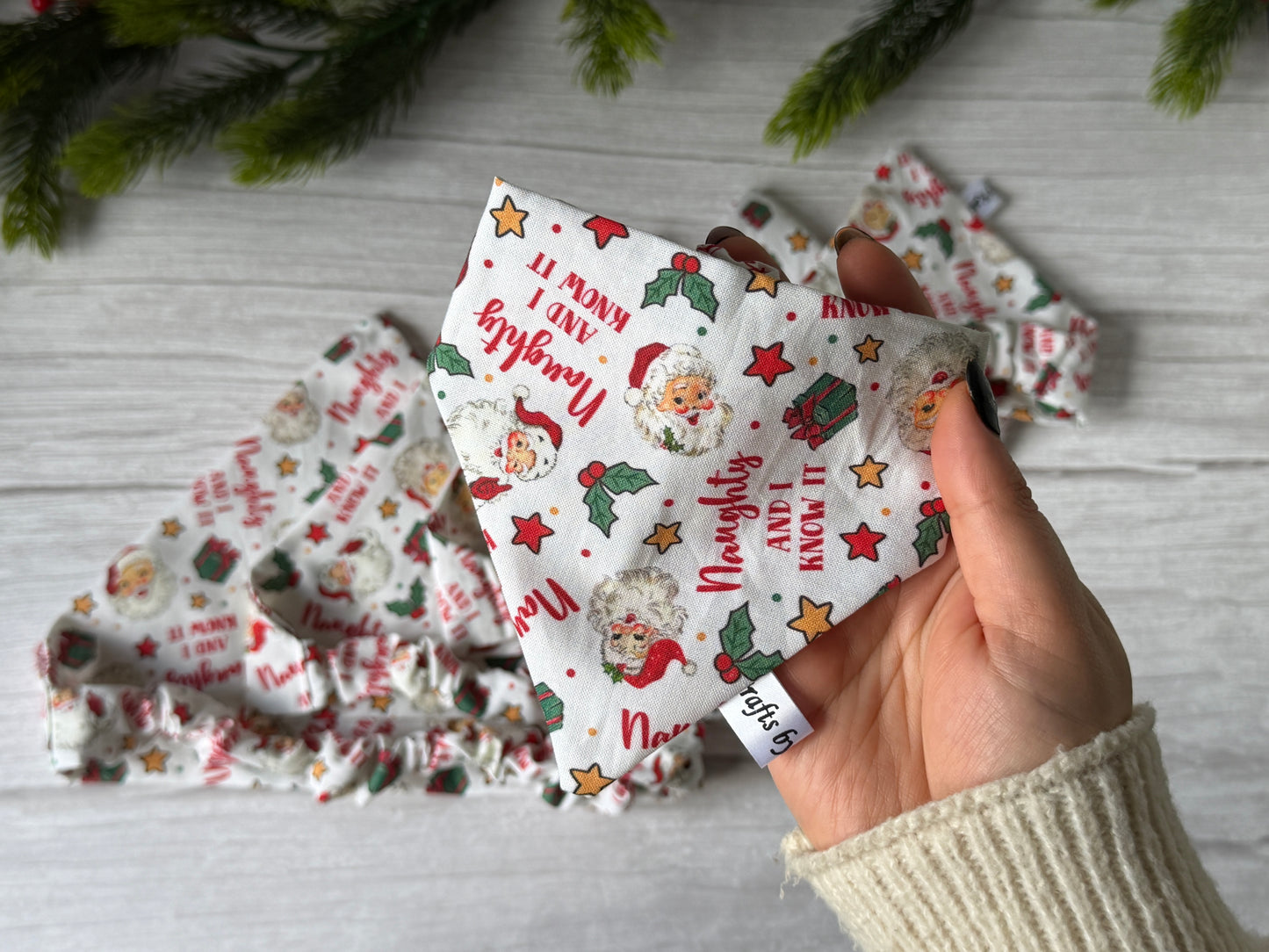 Cotton Pet Scrunchie Bandana - Naughty and I know it