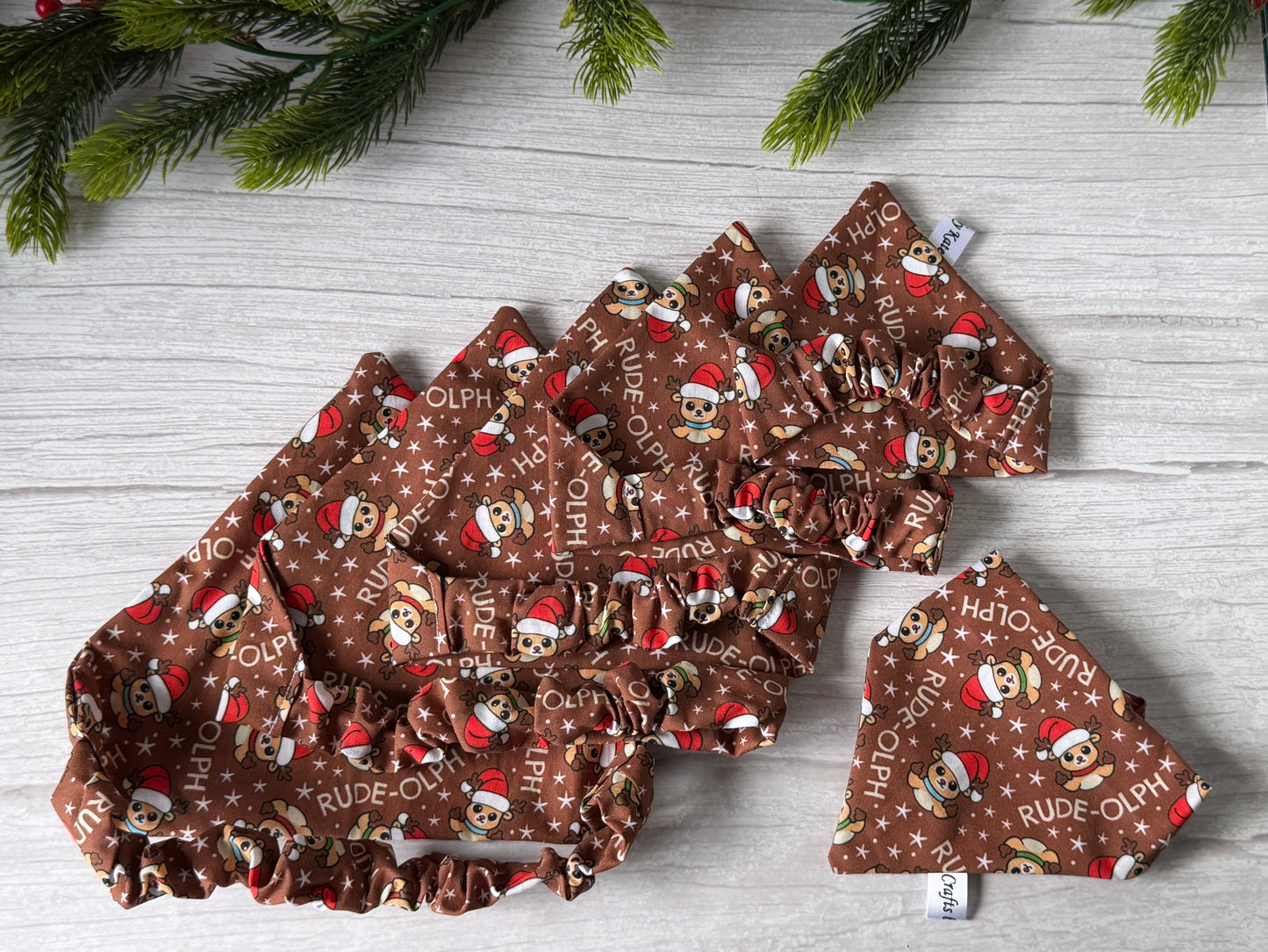 Cotton Pet Scrunchie Bandana - Rude-olph