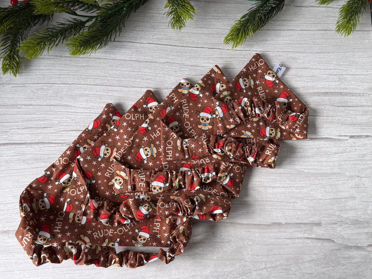 Cotton Pet Scrunchie Bandana - Rude-olph