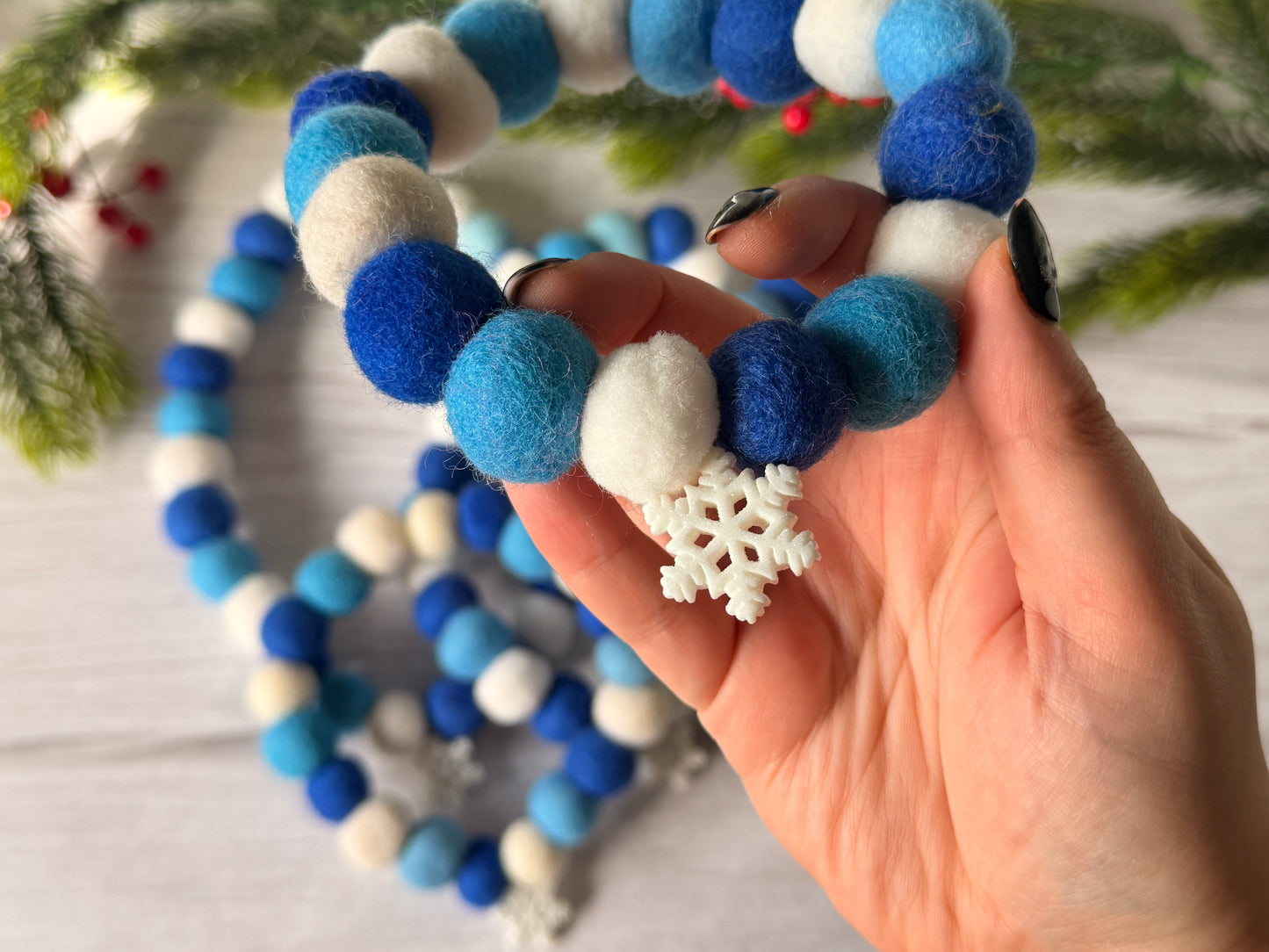 PomPom Pet Collar - Snowflakes