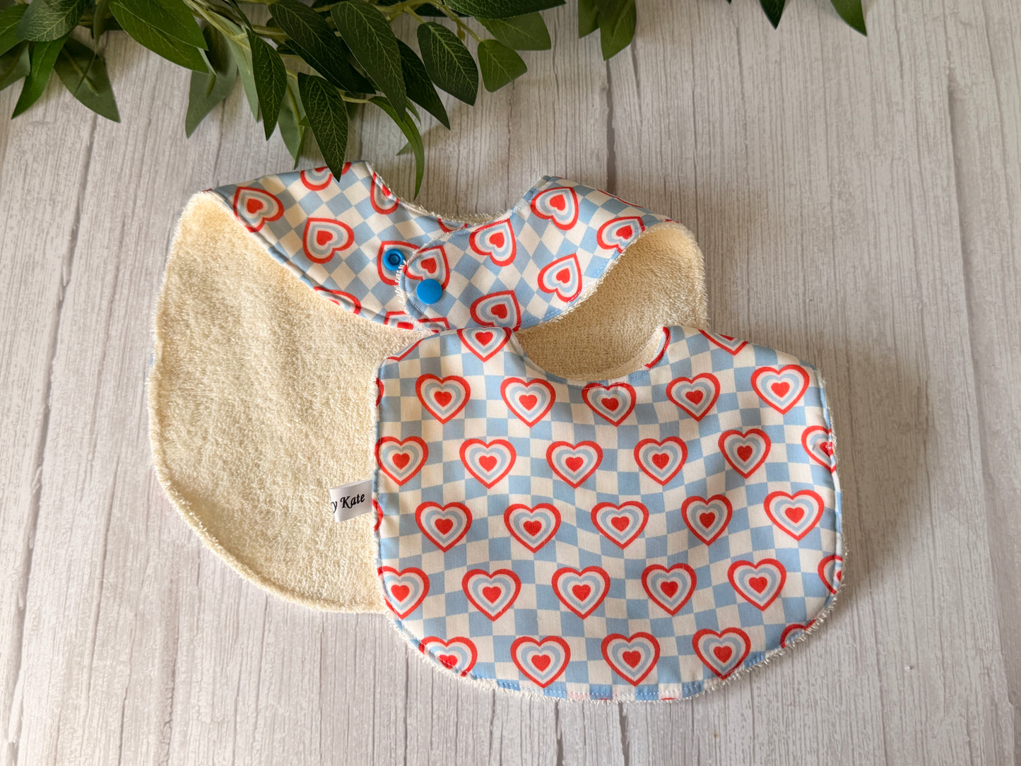 Cotton & Terry Towelling Baby Sets - Gingham Hearts
