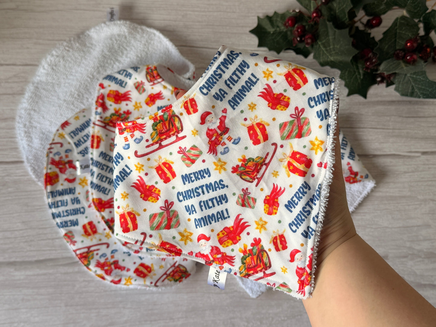 Cotton & Terry Towelling Baby Sets - Merry Christmas ya filthy animal