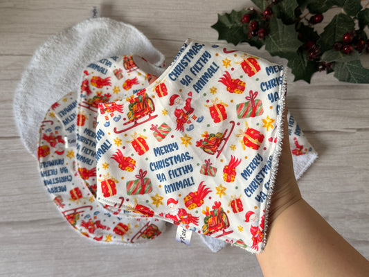Cotton & Terry Towelling Baby Sets - Merry Christmas ya filthy animal