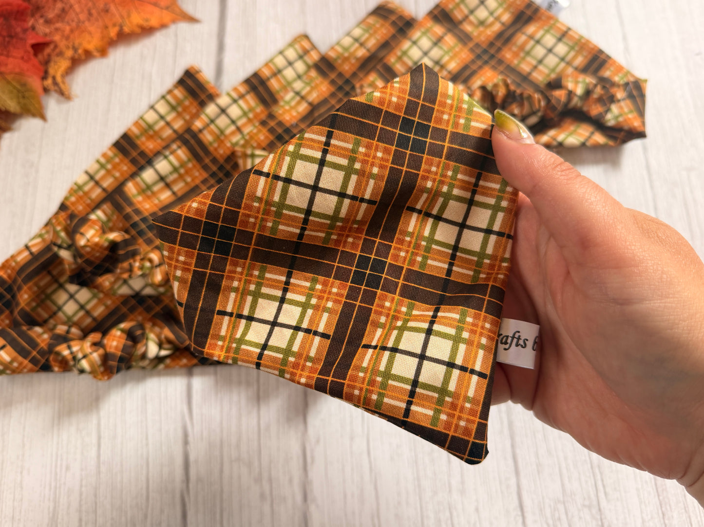 Cotton Pet Scrunchie Bandana - Autumn Tartan