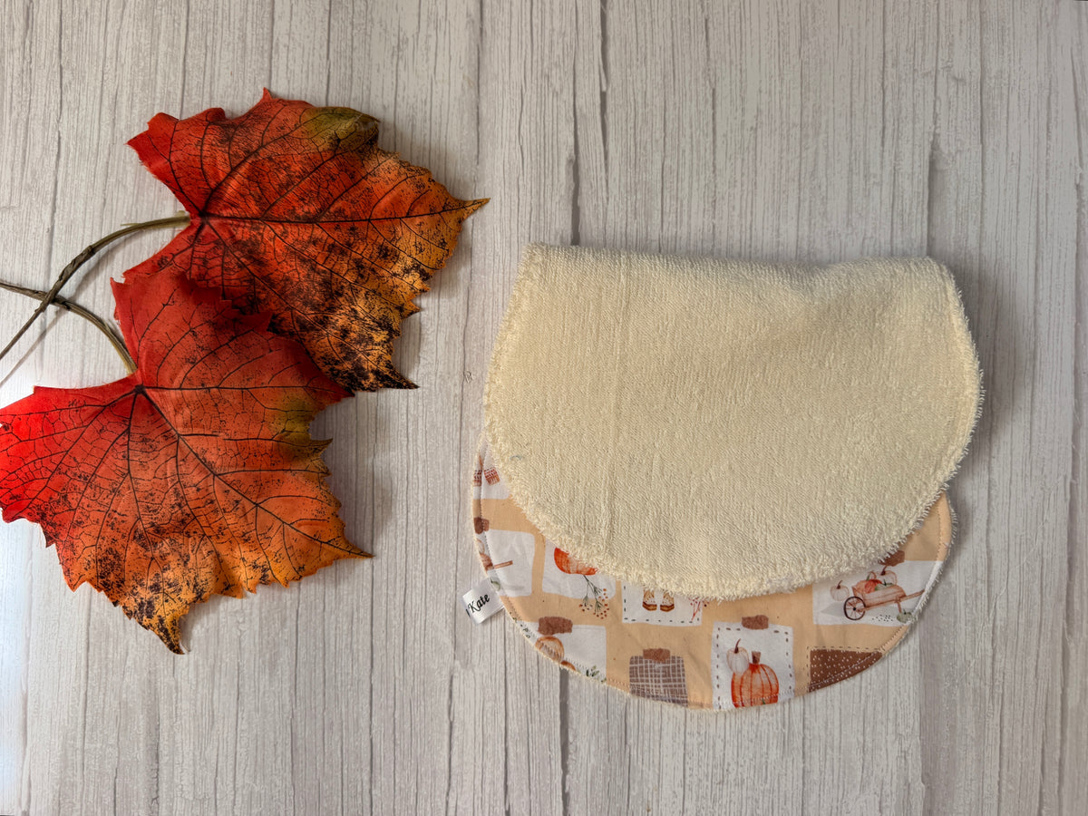 Cotton & Terry Towelling Baby Burping Cloth - Pumpkin Season