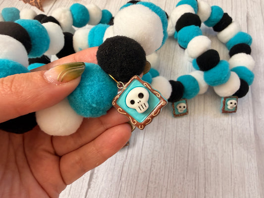 PomPom Pet Collar - Skeleton Art