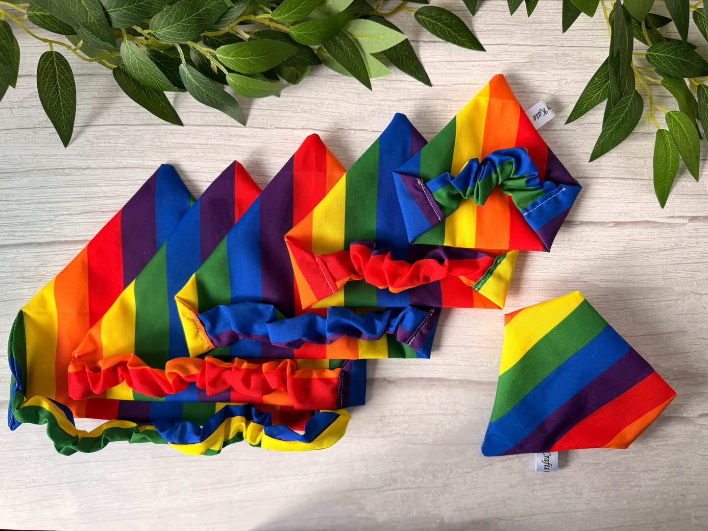 Cotton Pet Scrunchie Bandana - Rainbow Stripes ‘26