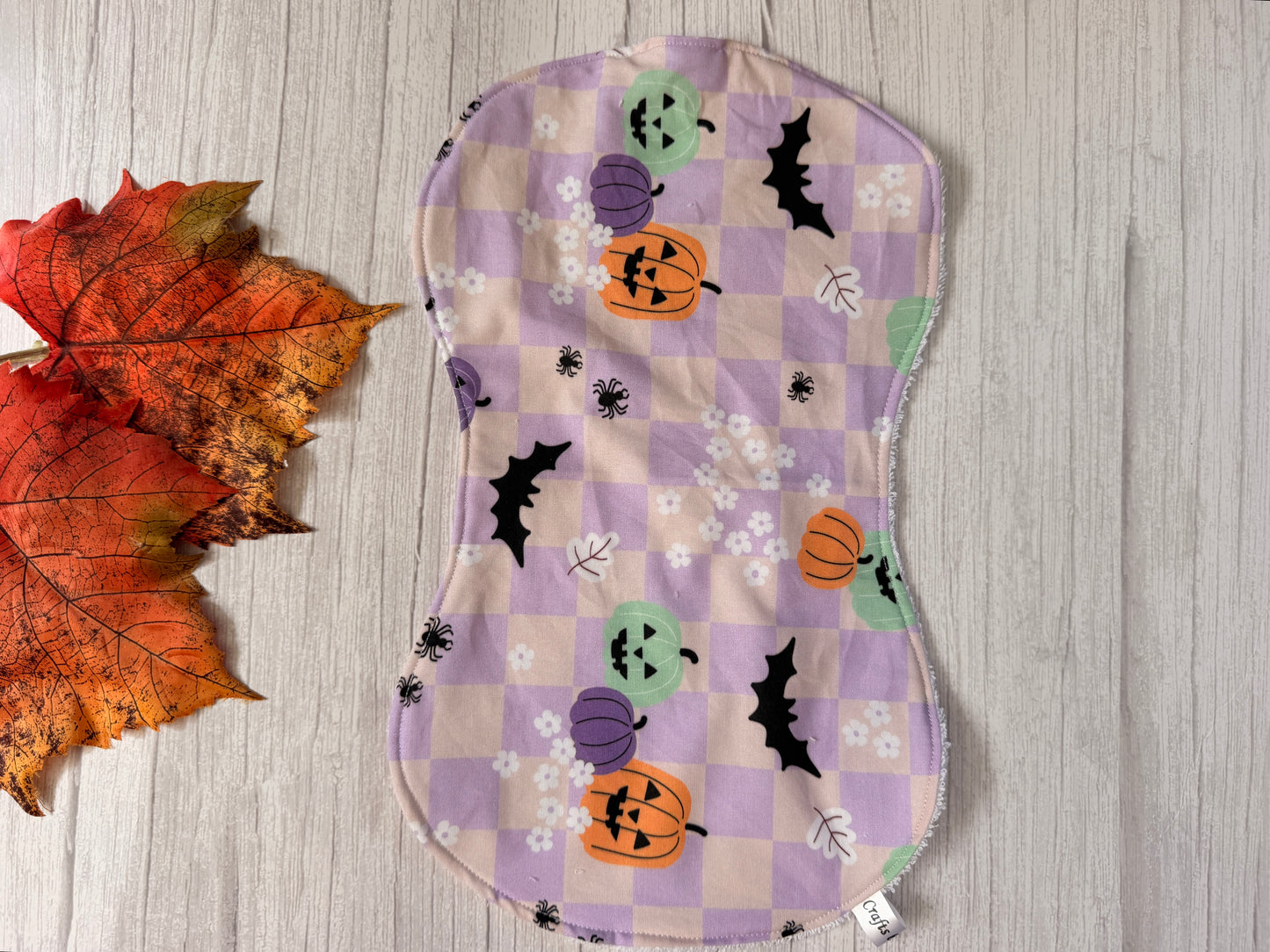 Cotton & Terry Towelling Baby Burping Cloth - Halloween Picnic