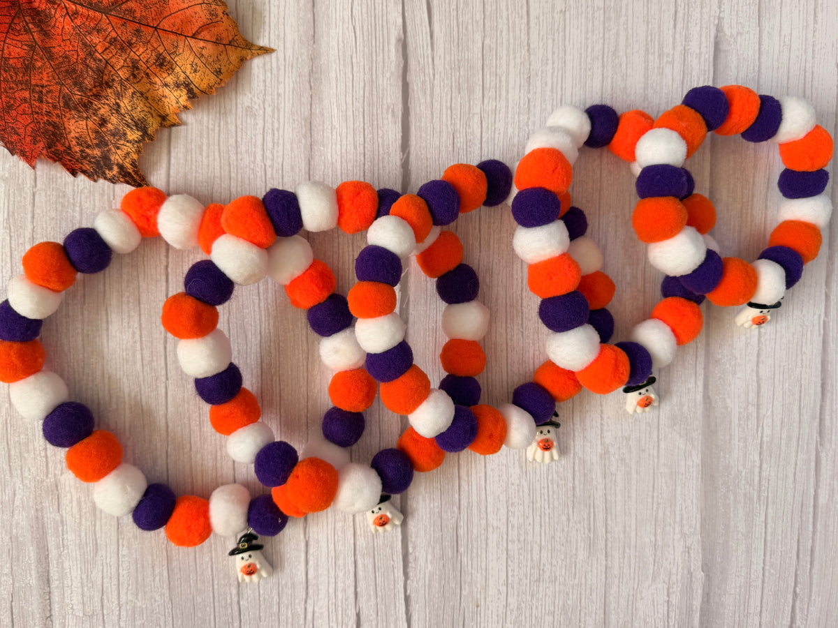 PomPom Pet Collar - Pumpkin Ghosts