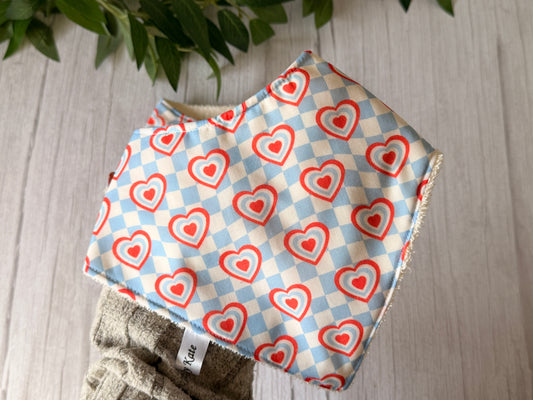 Cotton & Terry Towelling Baby Sets - Gingham Hearts