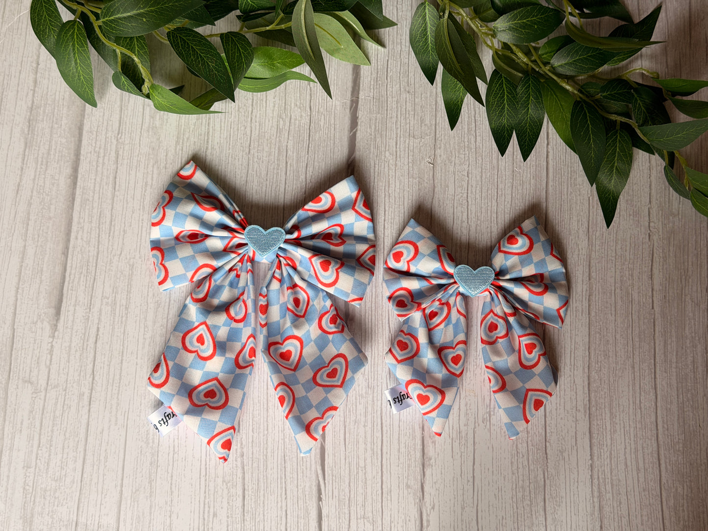 Pet Sailor Bows - Gingham Hearts
