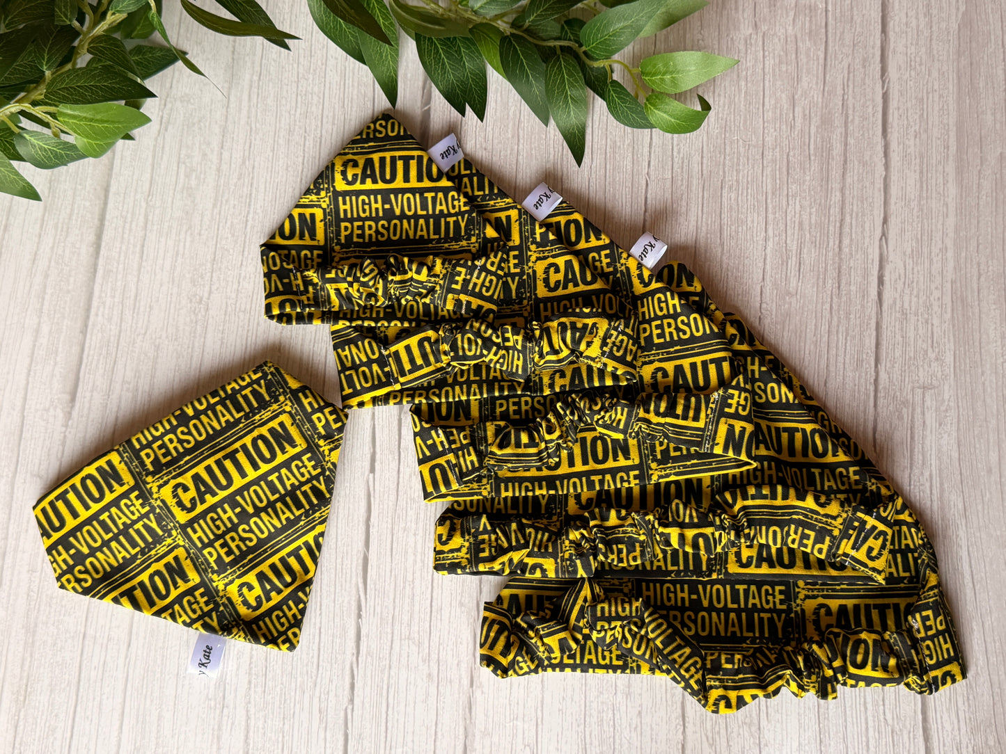 Cotton Pet Scrunchie Bandana - Caution High-voltage personality