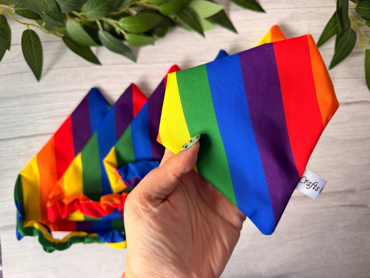 Cotton Pet Scrunchie Bandana - Rainbow Stripes ‘26