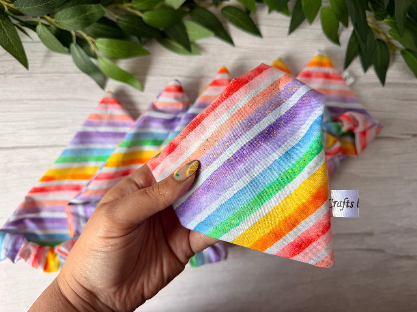 Cotton Pet Scrunchie Bandana - Pastel Rainbow Stripes