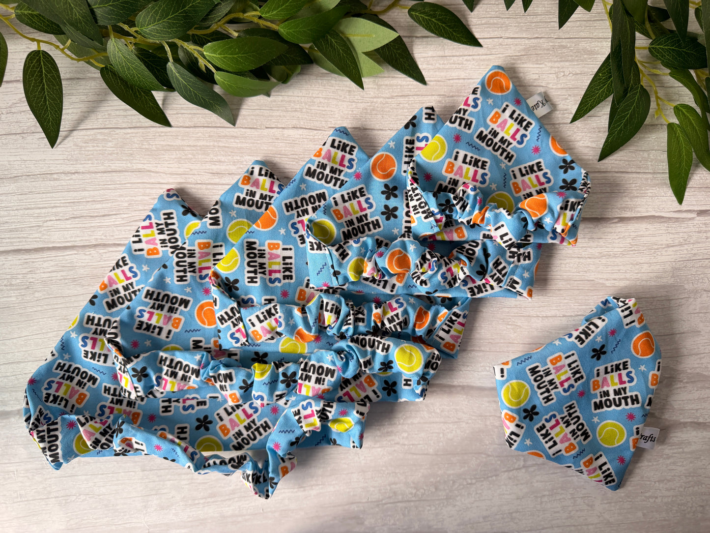 Cotton Pet Scrunchie Bandana - I like balls in my mouth