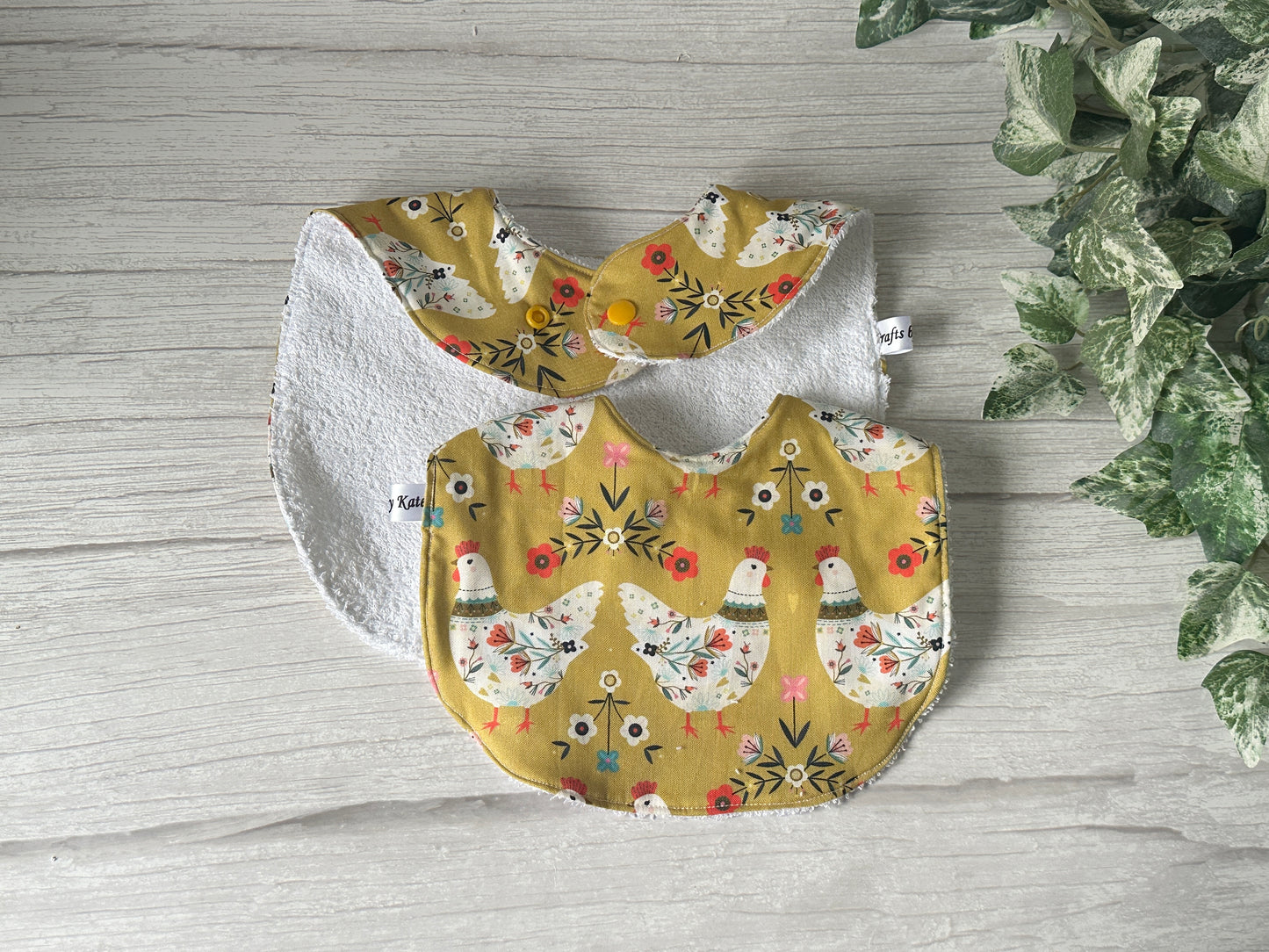 Cotton & Terry Towelling Baby Sets - Mustard Hens
