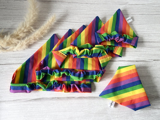Cotton Pet Scrunchie Bandana - Rainbow Stripes