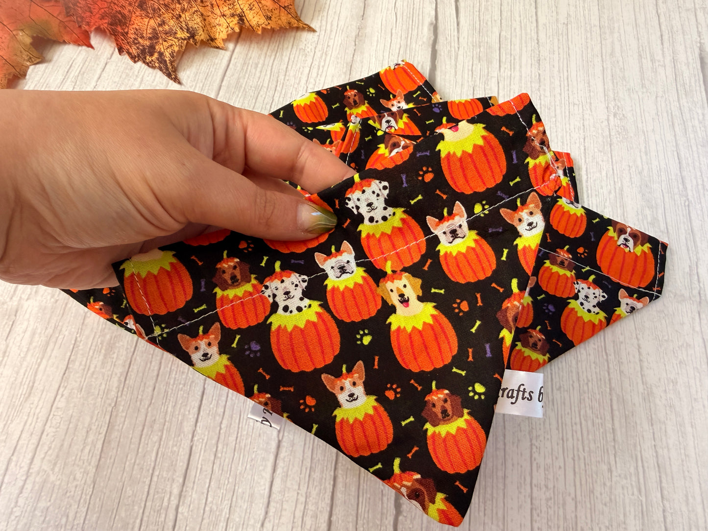 Cotton Pet Bandana with collar attachment - Pumpkin Dogs