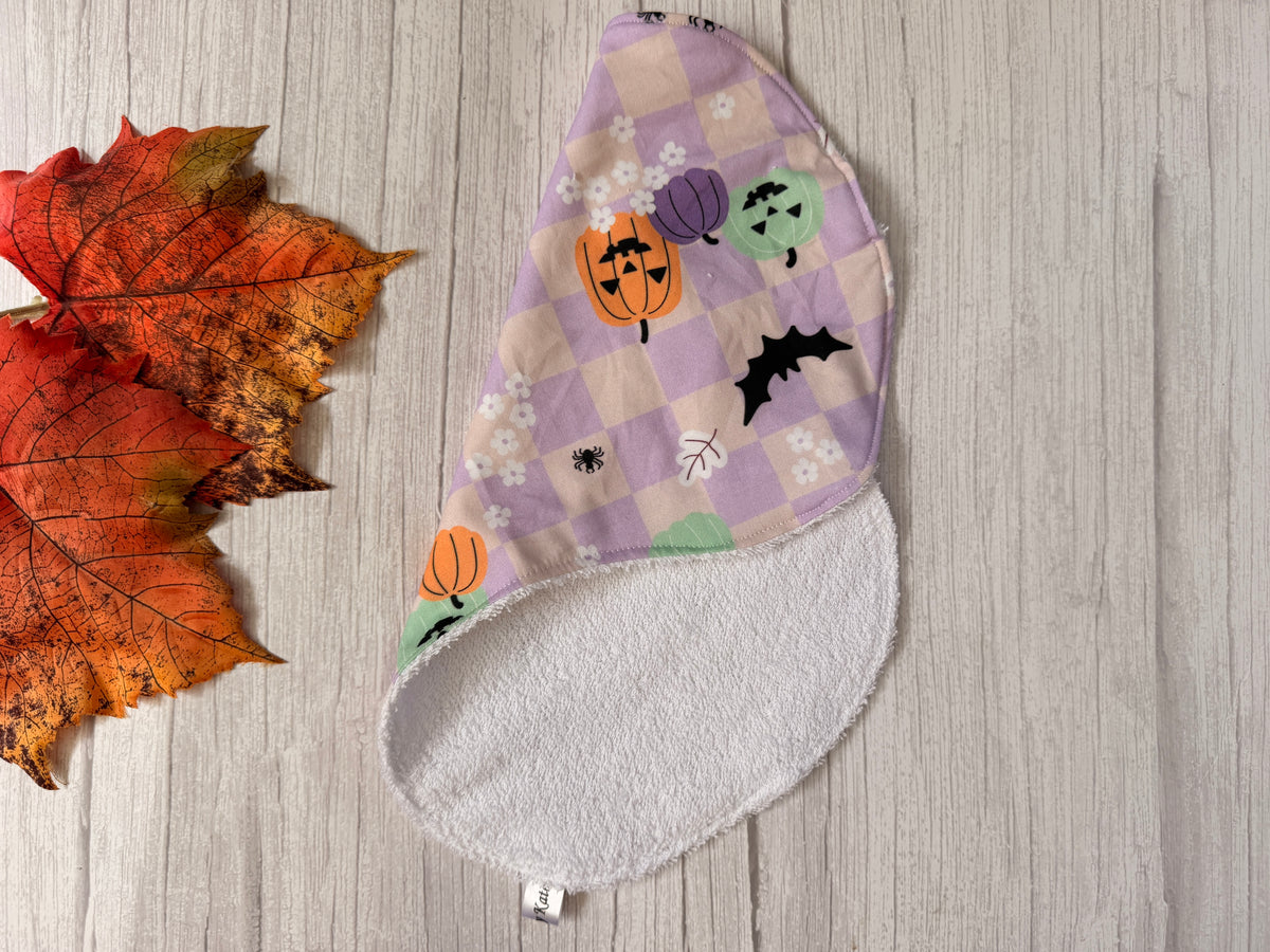 Cotton & Terry Towelling Baby Burping Cloth - Halloween Picnic