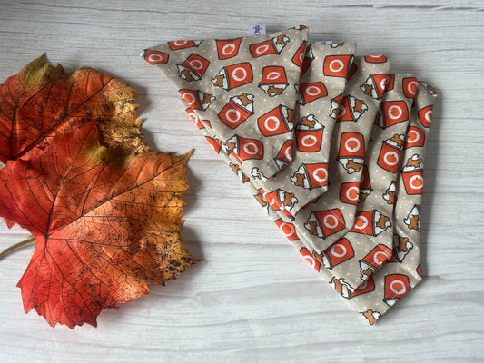 Cotton Pet Bandana with collar attachment - Pumpkin Spice Pupcups