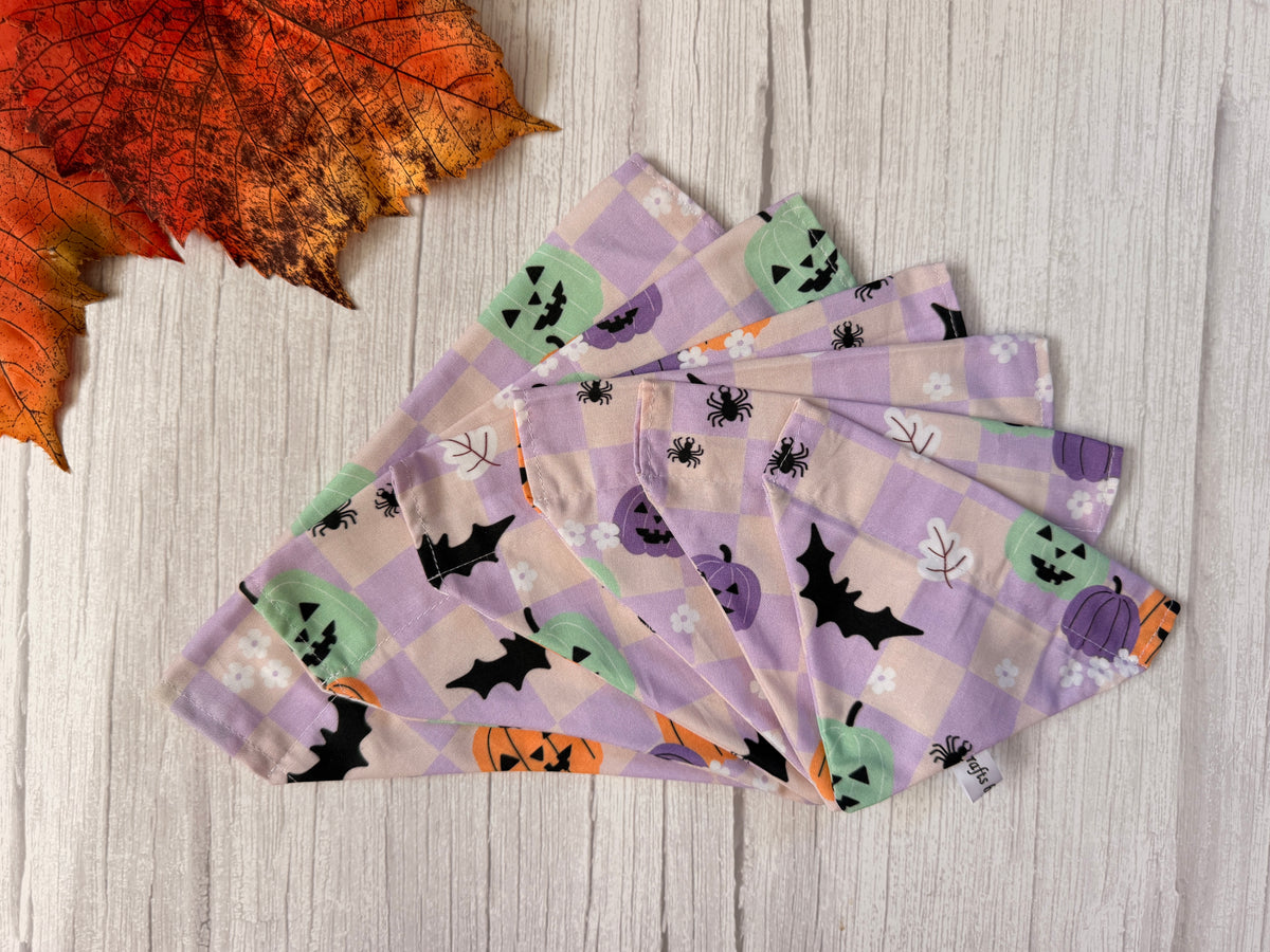 Cotton Pet Bandana with collar attachment - Halloween Picnic