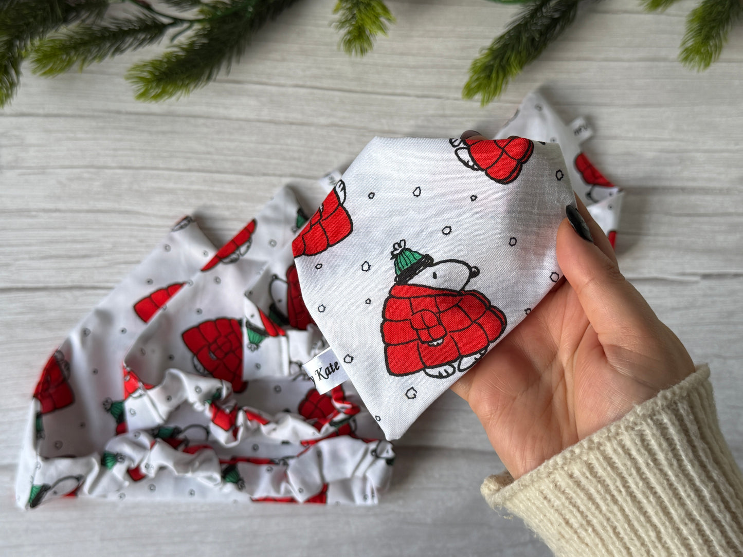 Cotton Pet Scrunchie Bandana - Snoopy in a puffer jacket