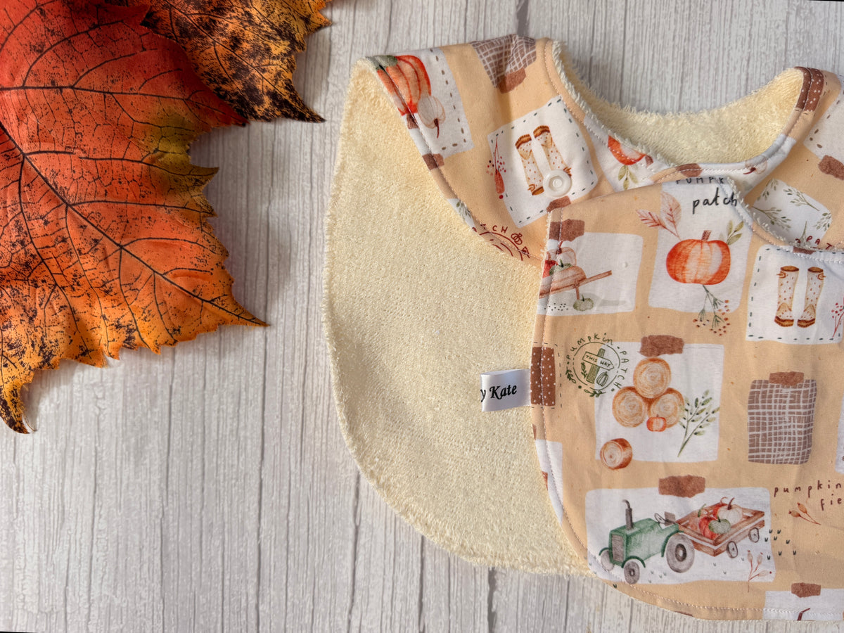 Cotton & Terry Towelling Baby Bibs - Pumpkin Season