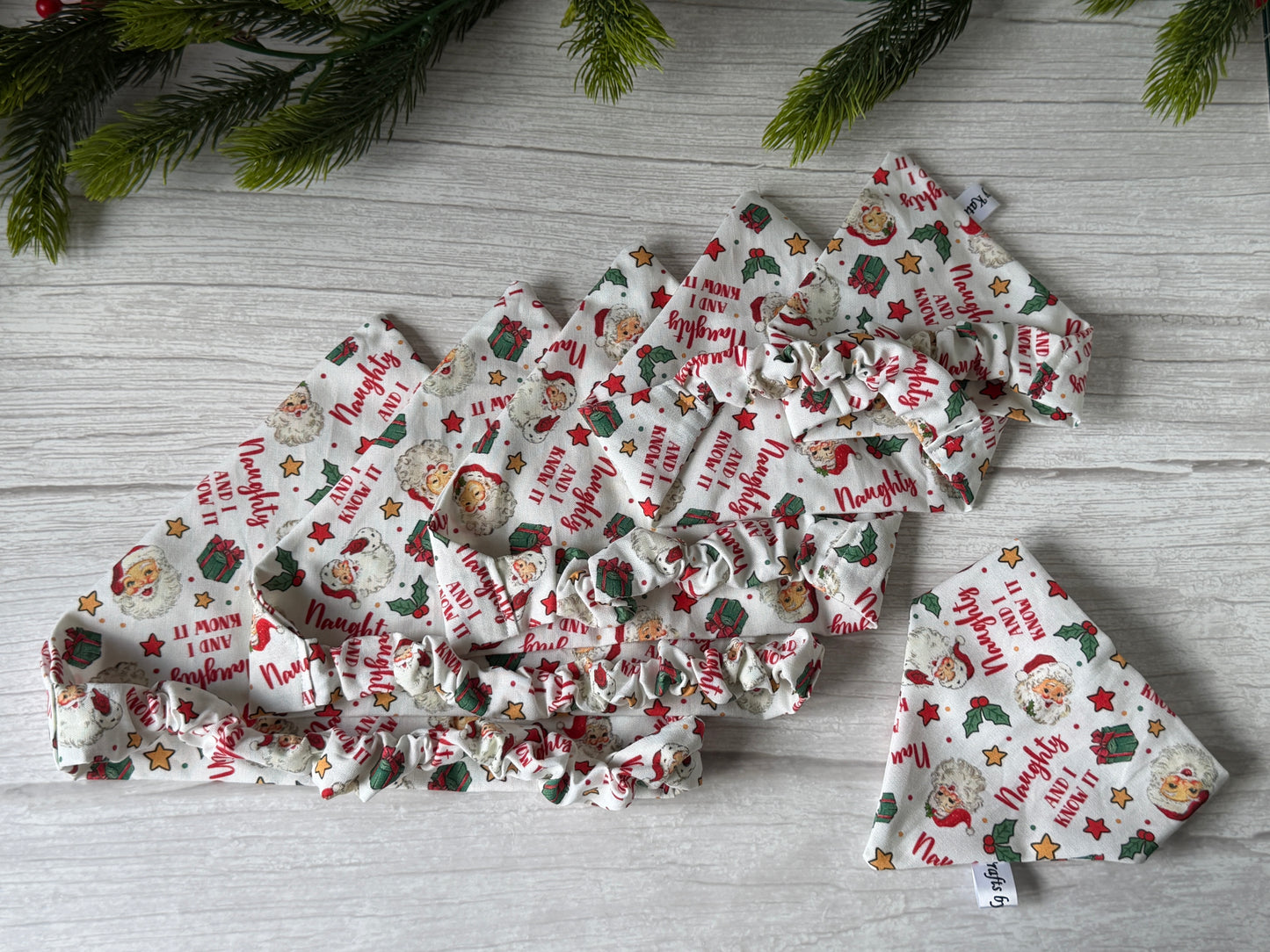 Cotton Pet Scrunchie Bandana - Naughty and I know it