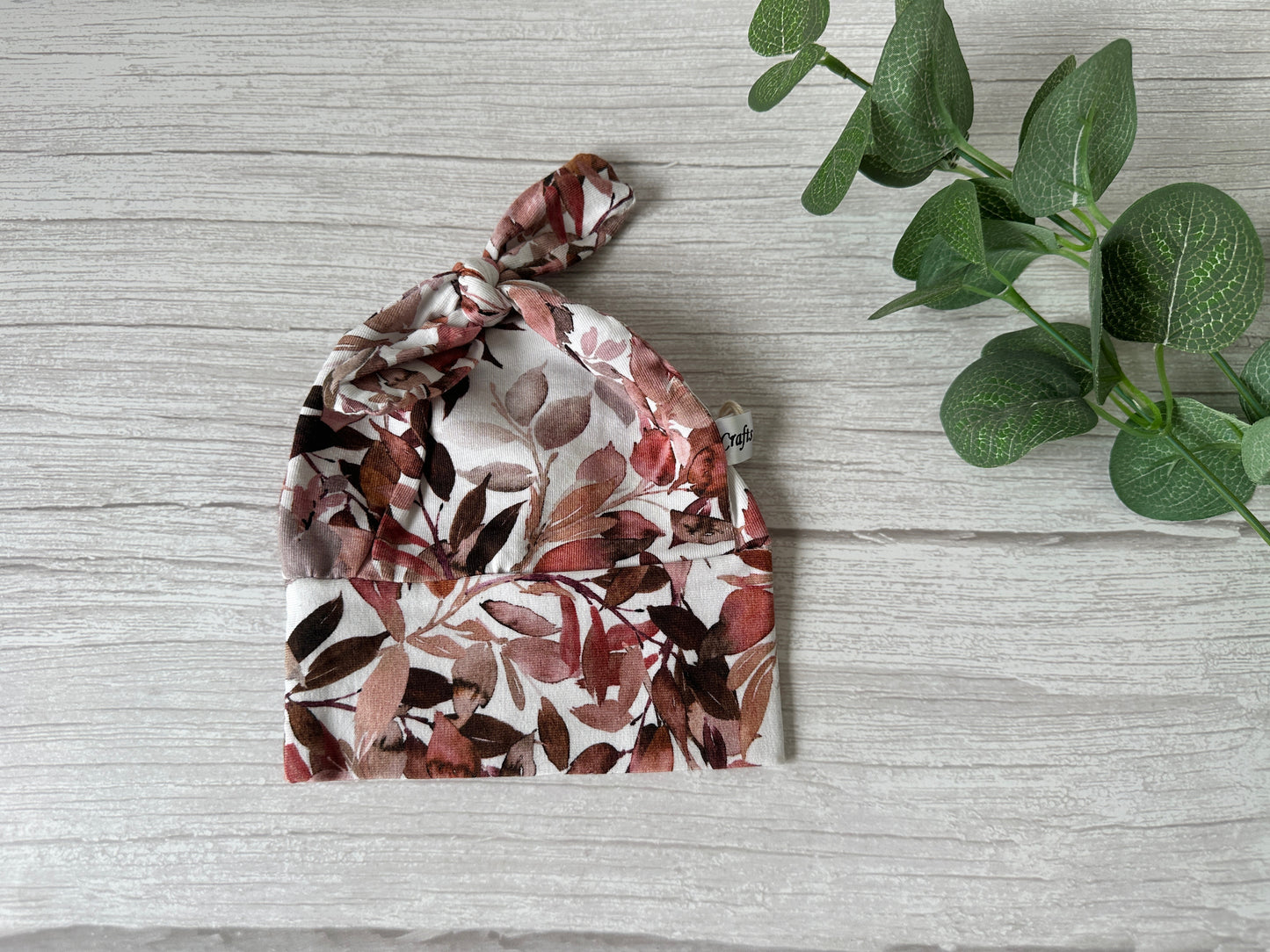 Baby Wool Cotton Jersey Knotted Hats - Autumn Leaves