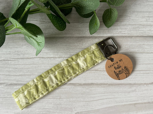 Cotton Wristlet with Metal Fob Keychain - Baby Yoda