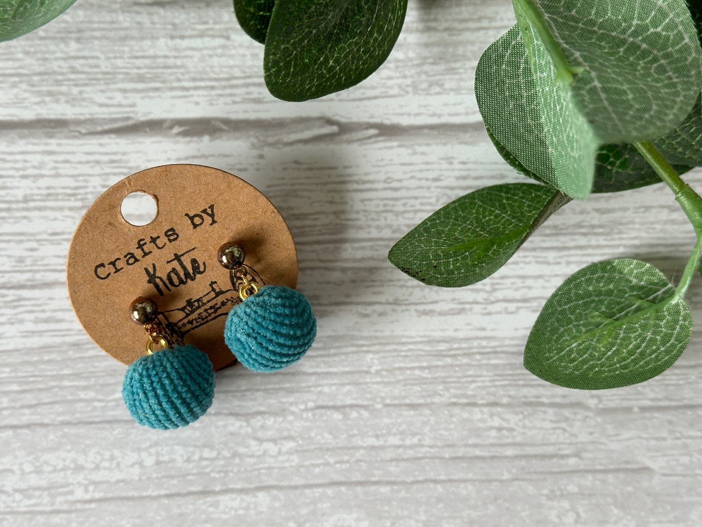 Handcrafted Fabric Pom Pom Stud Earrings