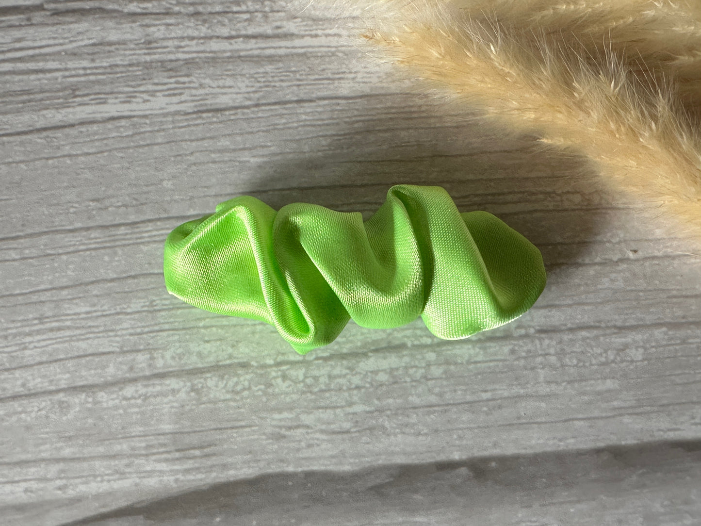 Silk French Barrette Scrunchie Clip - Bright Green