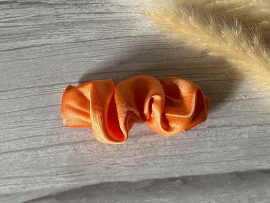 Silk French Barrette Scrunchie Clip - Bright Orange