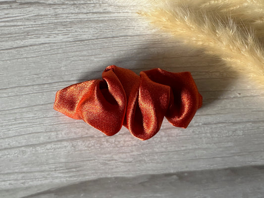 Silk French Barrette Scrunchie Clip - Burnt Orange