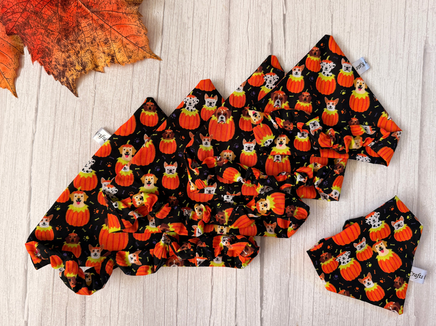 Cotton Pet Scrunchie Bandana - Pumpkin Dogs
