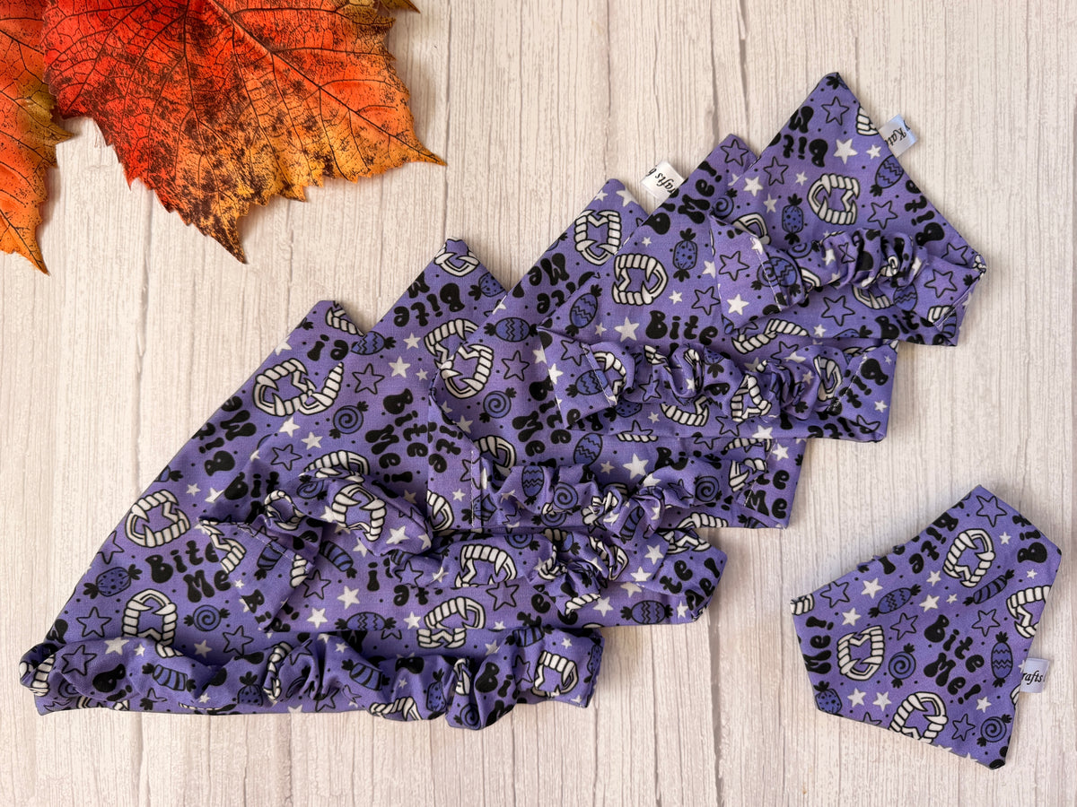 Cotton Pet Scrunchie Bandana - Bite me!