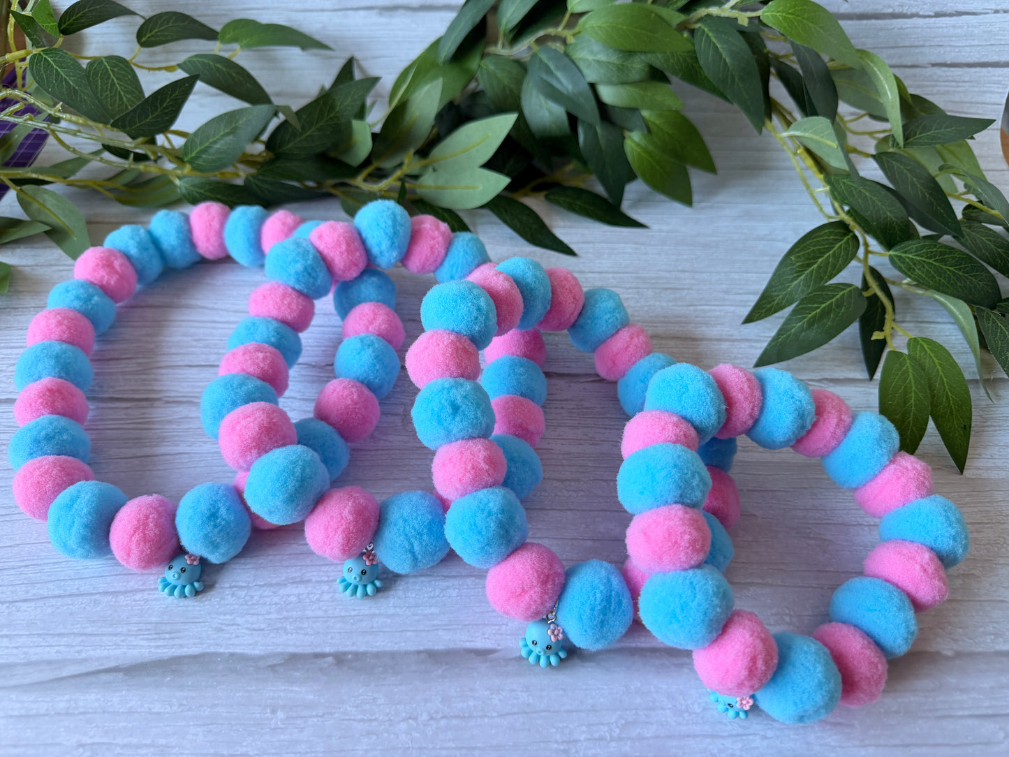 PomPom Pet Collar - Summer octopus ￼